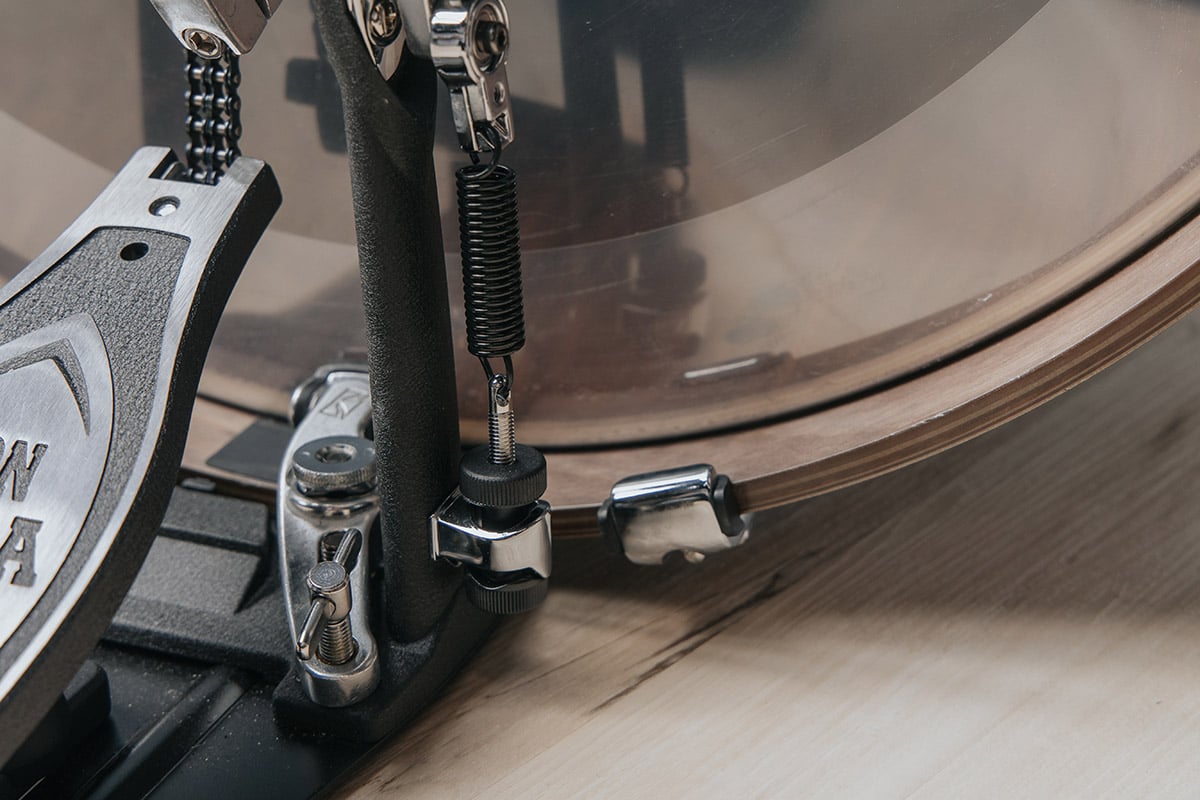 clamp pedal onto bass drum hoop