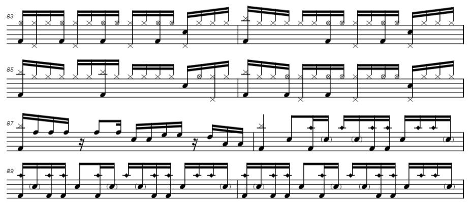 rush la villa strangiato drum notation